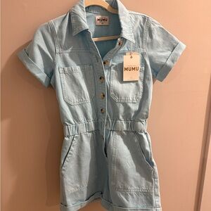 Show Me Your MuMu Sky Blue Button-Up Romper